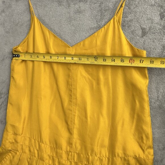 Rag & Bone Dune Romper Womens 6 Old Gold Silk Casual Spaghetti Strap V-Neck USA - Picture 3 of 12
